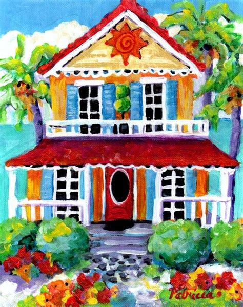 Sunny Beach House Cottage Art Art Whimsical Art