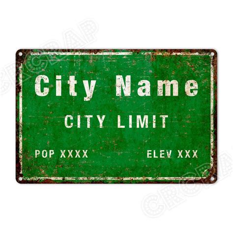 City Limits Sign Custom Metal Sign Personalised Ts Population