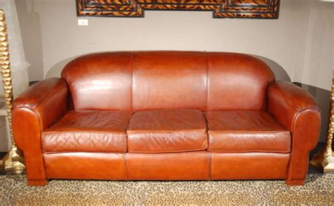 Overstuffed And Comfortable Leather Sofa At 1stdibs