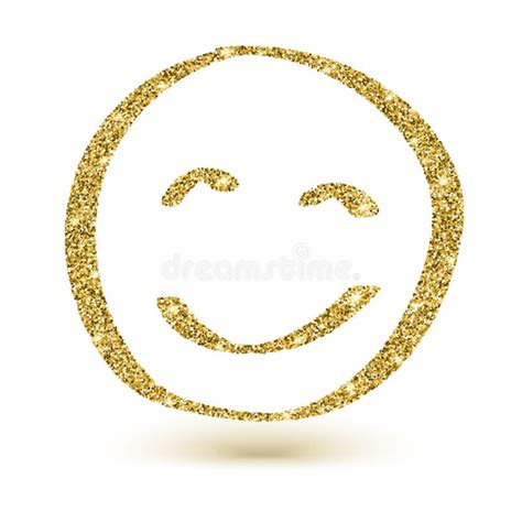 Face With Golden Glitter Smile Icon Stock Vector Illustration Of