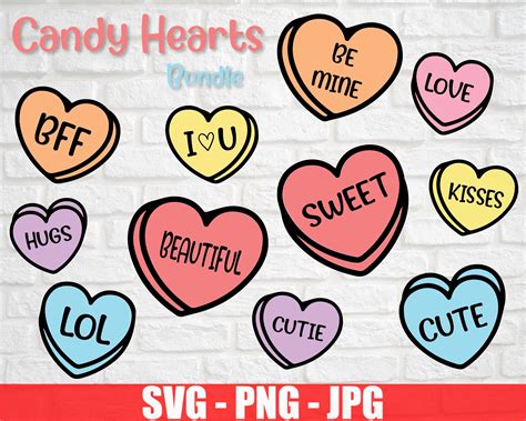 Candy Hearts Svg Valentines Day Candy Hearts Svg Etsy