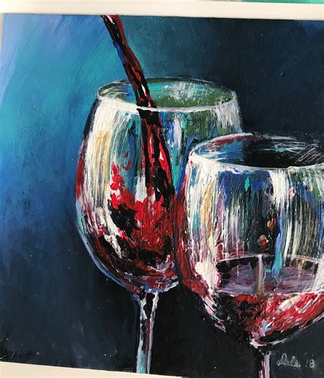 Wine Glasses Painted With Acrylics Acrylic Art Painting Painted Wine Glass