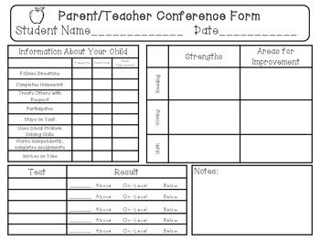parent teacher conference forms  reminders simple  detailed