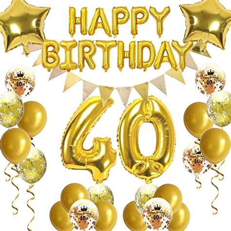 Fachy 40th Birthday Decorations Gold For Women Men Happy Birthday
