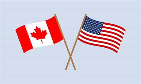 Canadian And American Flag Pic Stock Photos Pictures And Royalty Free