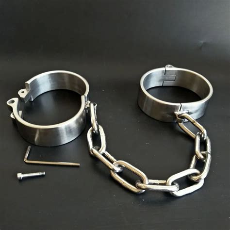 Stainless Steel Handcuffs Bdsm Bondage Set Chastity Ankle Cuffs Adult Game Restraints Slave
