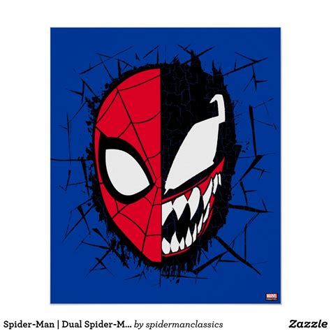 Spider Man Dual Spider Man And Venom Face Poster