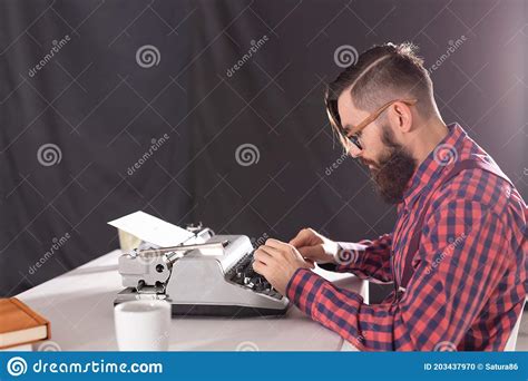 People Writer And Hipster Concept Young Stylish Writer Working On