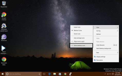 Show Desktop Icons For Win 10 Build 10547 Microsoft Community