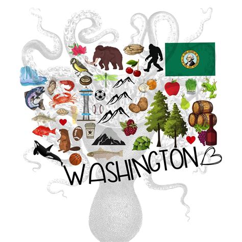 Washington State Favorites Png State Outline Symbols Etsy