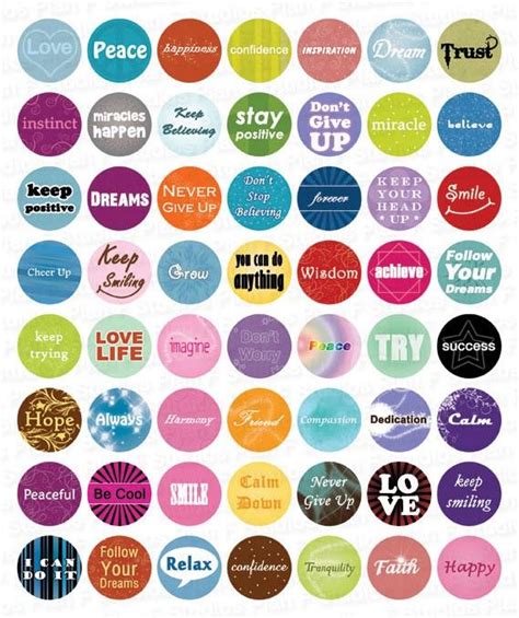Inspirational Words 1 Inch Circles Full Printable Stickers