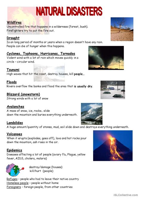 Natural Disasters English Esl Worksheets Pdf Doc