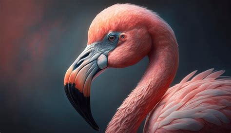Premium Ai Image Pink Flamingo Close Up Portrait Generative Ai