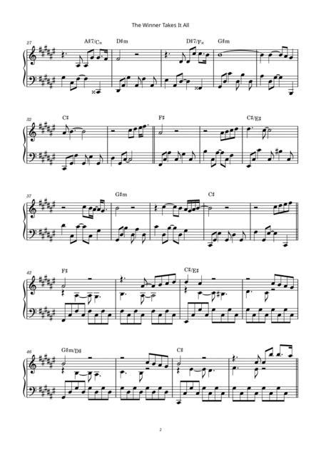 The Winner Takes It All Abba Piano Solo Free Music Sheet Musicsheets Org
