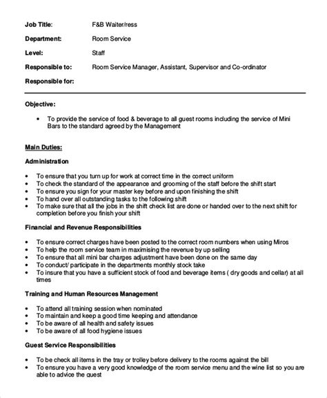 Take full responsibility for your guests' experience in our restaurant. 10+ Waiter Job Description Templates - PDF, DOC | Free & Premium Templates