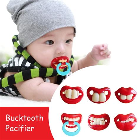 Pc New Funny Baby Pacifier Big Mouth Red Lips And Big Buck Teeth