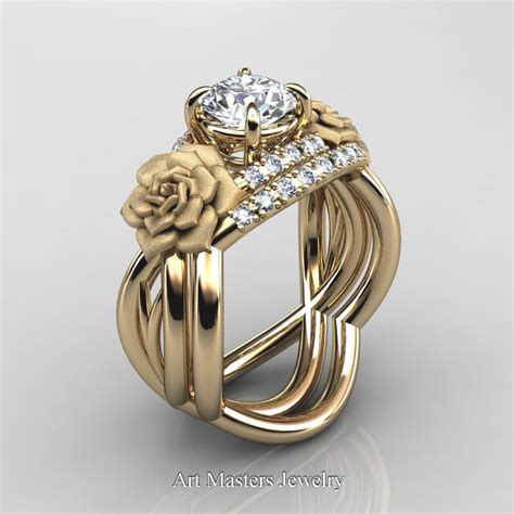 Rose gold engagement rings are just one of the wedding ring sets for her that we offer at. Nature Inspired 14K Yellow Gold 1.0 Ct White Sapphire ...