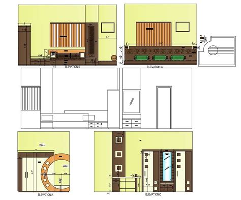 House Bedroom Elevation Section And Plan Cad Drawing Details Dwg File