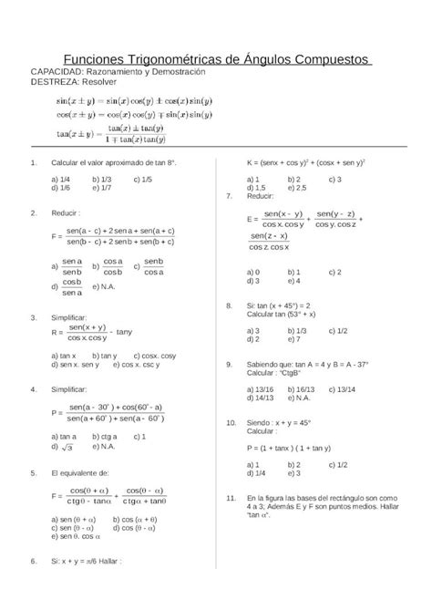 Doc Funciones Trigonometricas De Angulos Compuestos Dokumen Tips Hot