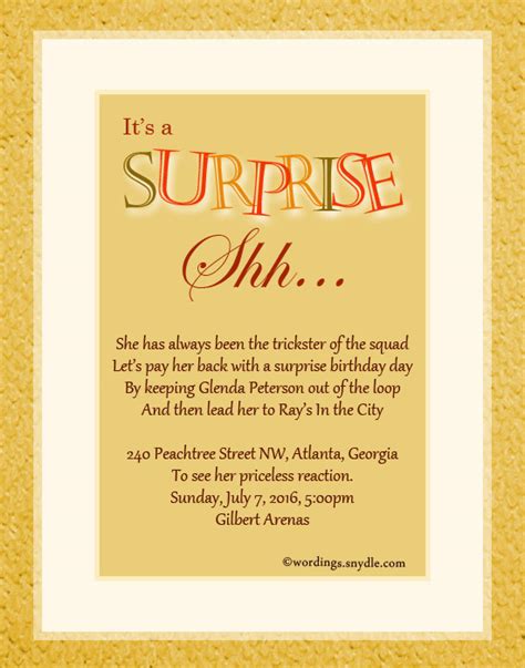 The Best Ideas For Surprise Birthday Invitation Wording Home Family Style And Art Ideas