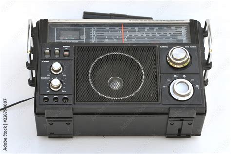 Old Black Multiband Radio Receiver With An External Transverse Antenna