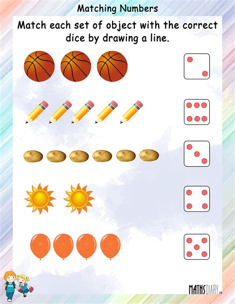 Math Worksheets Matching Numbers To Objects
