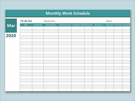 》free Printable Monthly Work Schedule Template Excel Bogiolo