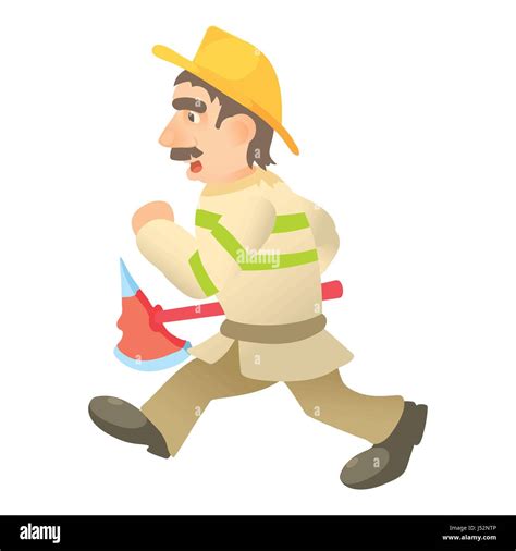 Running Firefighter Icon Cartoon Illustration Of Running Firefighter