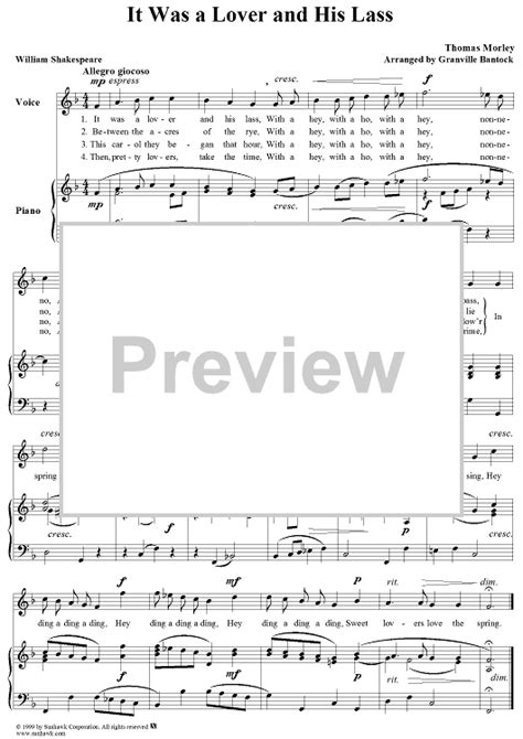 It Was A Lover And His Lass Sheet Music For Voicepiano Sheet Music Now