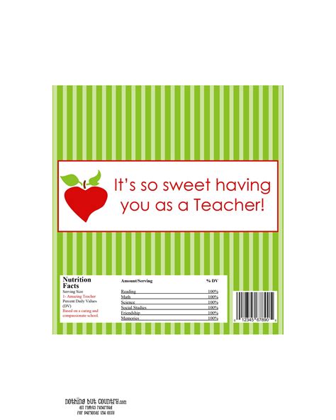 Teacher Appreciation Candy Bar Wrapper Template Free