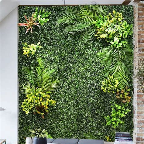 Artificial Green Plant Leaf Wall Panel Custom Mixed Grass Wall Etsy