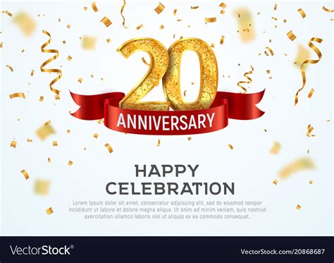 20 Years Anniversary Banner Template Royalty Free Vector