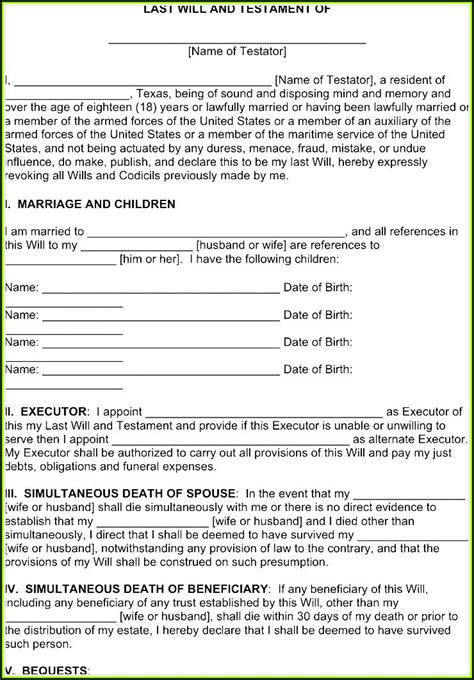This last will and testament example is a basic document that outlines modest personal belongings of any individual. Free Printable Last Will And Testament Forms Washington State - Form : Resume Examples #MW9pjG7VAJ