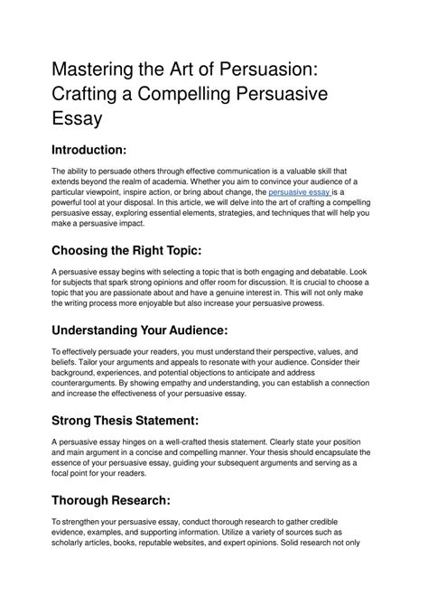 Ppt Mastering The Art Of Persuasion Crafting A Compelling Persuasive