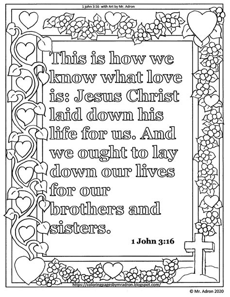 Coloring Pages For Kids By Mr Adron Free 1 John 316 Print And Color