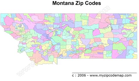 Great Falls Montana Zip Code Wall Map Basic Style By