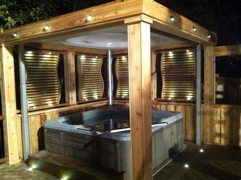 Designing your hot tub enclosure for your outdoor tub. Image result for under cover spas and landscaping ideas ...