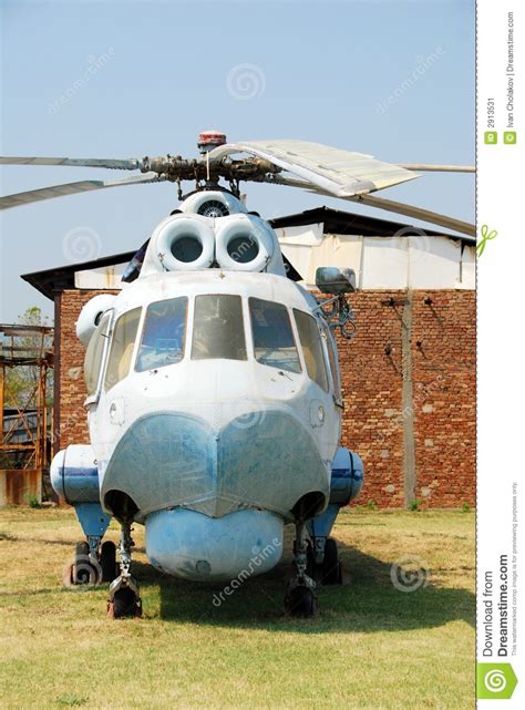 Front View Of Old Helicopter Stock Image Image Of Helicopter