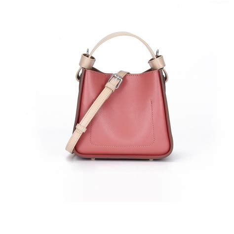 Pink And Camel Leather Bucket Bags Shoulder Bags Baginning