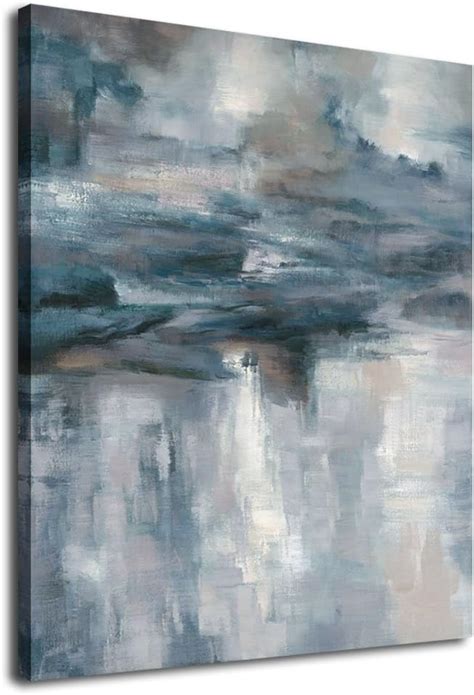 Large Abstract Canvas Wall Art For Living Room Decoration Blue Grey