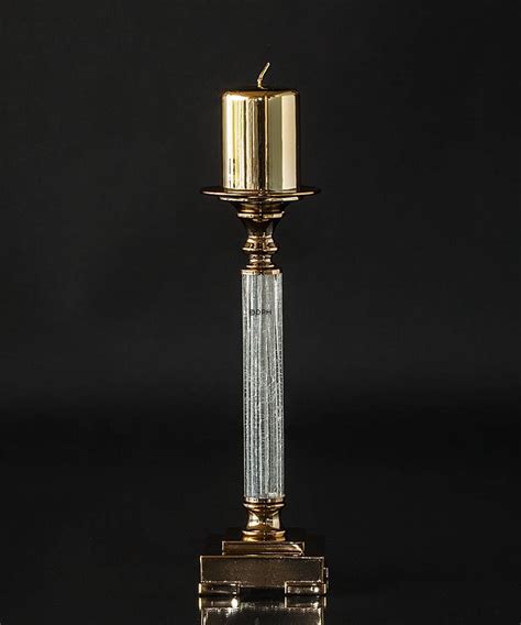 Golden Candlestick With Crackeled Glass No K1063 Alt 31356 Dph
