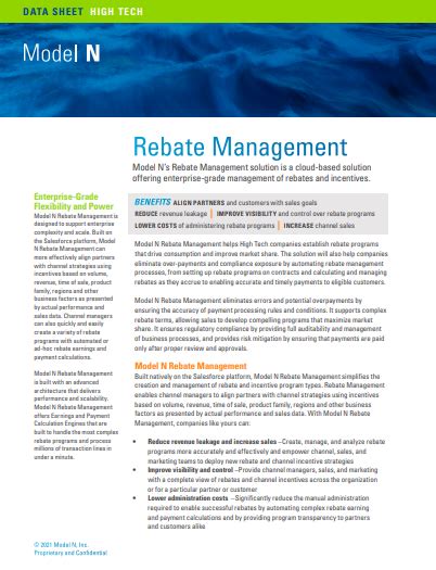 Rebate Management Datasheet Model N