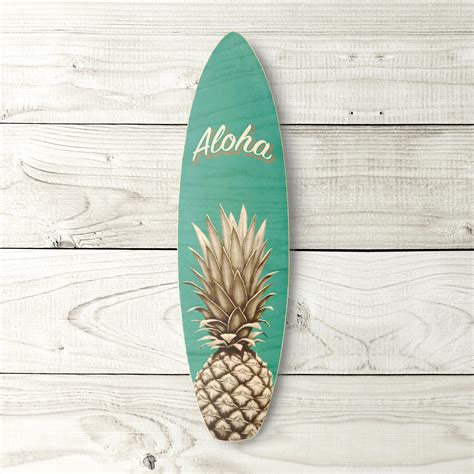Aqua Aloha Pineapple Surfboard Hawaii Tropical Beach Decor Etsy