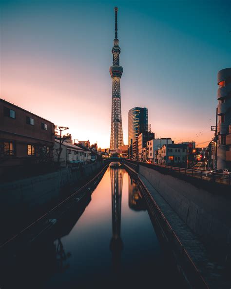 Tokyo Skytree And Its Reflection During Sunset Oc Rjapanpics