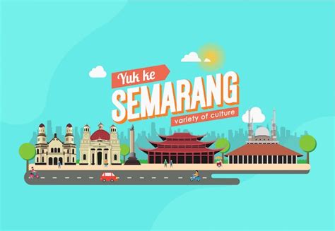 Premium Vector Flat Design Landmark Semarang City