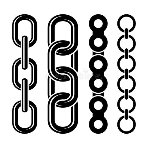 Metal Chain Parts Icons Set On White Background Vector Stock Vector