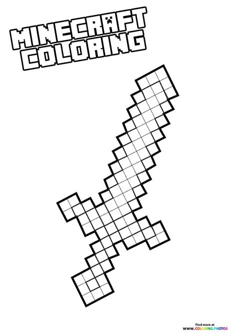 Minecraft Sword Coloring Pages For Kids