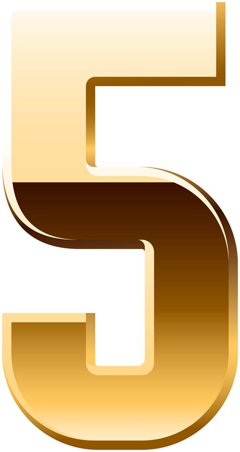 Number Five Gold Shining Png Clip Art Image Gallery Yopriceville Images