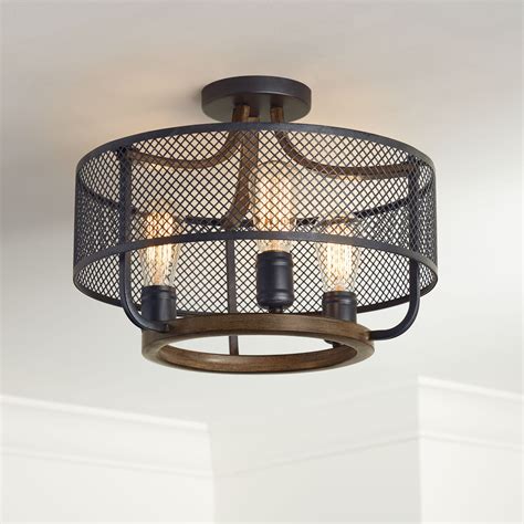 Detailed ceiling flush mount buying guide covering types, styles, materials, shades, bulbs. Franklin Iron Works Farmhouse Ceiling Light Semi Flush ...