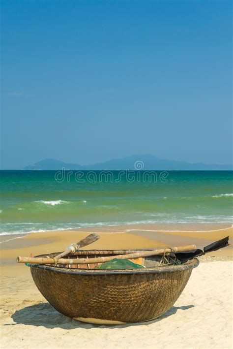Traditional Fishing Boat On The Beach Of Hoi An Stock Photo Image Of